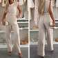 Damesjumpsuit zonder mouwen en gedrapeerde hals