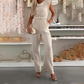 Damesjumpsuit zonder mouwen en gedrapeerde hals