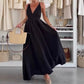 Dames v-neck open-back maxi-jurk