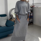 Sweatshirt en rok met dames ronde nek 2-delige set
