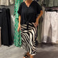 Casual dames blouse met knopen en midirok
