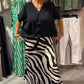 Casual dames blouse met knopen en midirok