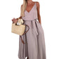 💜LAATSTE DAG PROMOTIE - 50% KORTING💜 Vrouwen Spaghetti Maxi Dress met Taillebandje