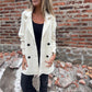 🍂💕Damesjas in middellange lengte met dubbele knopen en revers