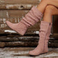 Modische einfarbige Damenstiefel in mittlerer Wadenlänge