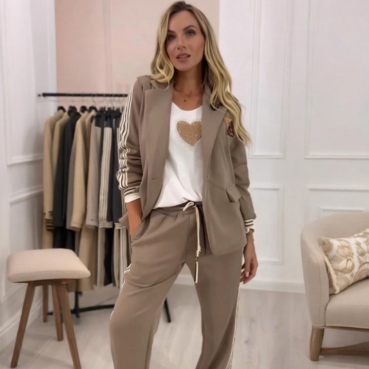Modieuze gestreepte blazer en broek, 2-delige set