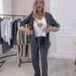 Modieuze gestreepte blazer en broek, 2-delige set