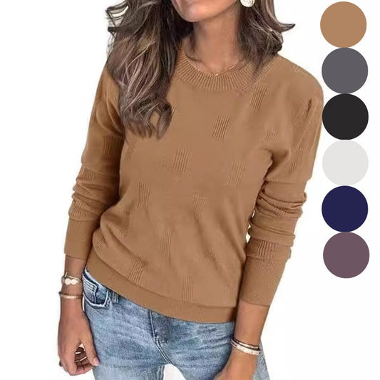 Dames Casual Gebreide Top met Lange Mouwen en Losse Pasvorm