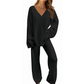Dames V-Hals Lange Mouw Trui & Broek Set