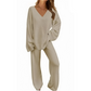 Dames V-Hals Lange Mouw Trui & Broek Set