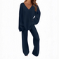 Dames V-Hals Lange Mouw Trui & Broek Set