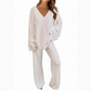 Dames V-Hals Lange Mouw Trui & Broek Set