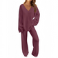Dames V-Hals Lange Mouw Trui & Broek Set