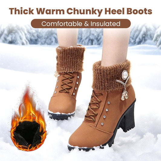 Dikke, warme enkellaarzen met dikke hak voor dames🔥HOT SALE-59% KORTING