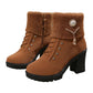 Dikke, warme enkellaarzen met dikke hak voor dames🔥HOT SALE-59% KORTING