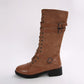 Vintage combat boots voor dames met veters en gesp