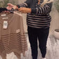 Casual gestreepte top & enkellange broek set