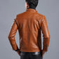 Leren heren bikerjack met opstaande kraag