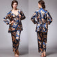 Dames Pyjama 3-Delige Set in Oosterse Stijl: Zijdezacht met Draakmotief