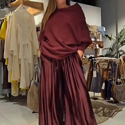 ✨ Chic 2-delige off-shoulder lounge set – zacht, flatterend & moeiteloos stijlvol | Tot 50% KORTING vandaag! 🌸