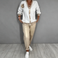 🔥Tijdelijke aanbieding - 2-delige set voor dames bestaande uit een casual top met V-hals en een broek met hoge taille