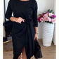 Dames Elegante Midi Jurk met Knoopdetail en Voorsplit