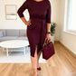 Dames Elegante Midi Jurk met Knoopdetail en Voorsplit