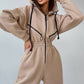 Comfortabele effen kleur dames jumpsuit met capuchon