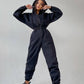 Comfortabele effen kleur dames jumpsuit met capuchon