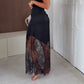 Elegante Lange Rok voor Dames met Kanten Paneel