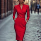 ✨Elegante nieuwe aanwinsten!💃Elegante V-hals slim-fit jurk voor dames