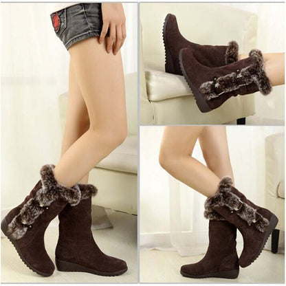 Dames snowboots tot halverwege de kuit met pluche rand