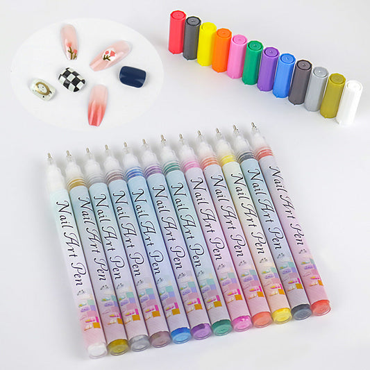🎁Kerstcadeau🎄12-kleurige professionele nail art penset