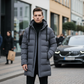 Heren mid-lengte pufferjas met capuchon