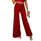 💖 LAATSTE DAG VAN DE UITVERKOOP: 50% KORTING! 💃 Wijde damesbroek met pailletten – elastische taille, glanzend en comfortabel voor feestjes ✨👖📦