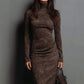 Elegante Coltrui Bodycon Jurk met Lange Mouwen