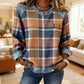 Dames denim patchwork geruite tops met lange mouwen