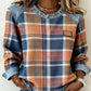 Dames denim patchwork geruite tops met lange mouwen