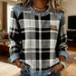 Dames denim patchwork geruite tops met lange mouwen