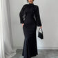 Elegante zeemeerminjurk met kraag van kunstparels