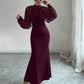Elegante zeemeerminjurk met kraag van kunstparels