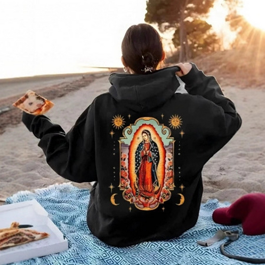 Unisex oversized Guadalupe hoodie met print