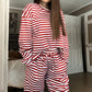 Dames gestreepte loungewear met lange mouwen, tweedelige set