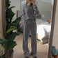Dames gestreepte loungewear met lange mouwen, tweedelige set