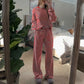 Dames gestreepte loungewear met lange mouwen, tweedelige set