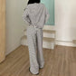 Dames gestreepte loungewear met lange mouwen, tweedelige set