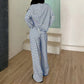 Dames gestreepte loungewear met lange mouwen, tweedelige set