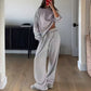 Dames gestreepte loungewear met lange mouwen, tweedelige set