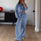 Dames gestreepte loungewear met lange mouwen, tweedelige set