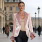 Fluwelen damesblazer met revers met luipaardprint